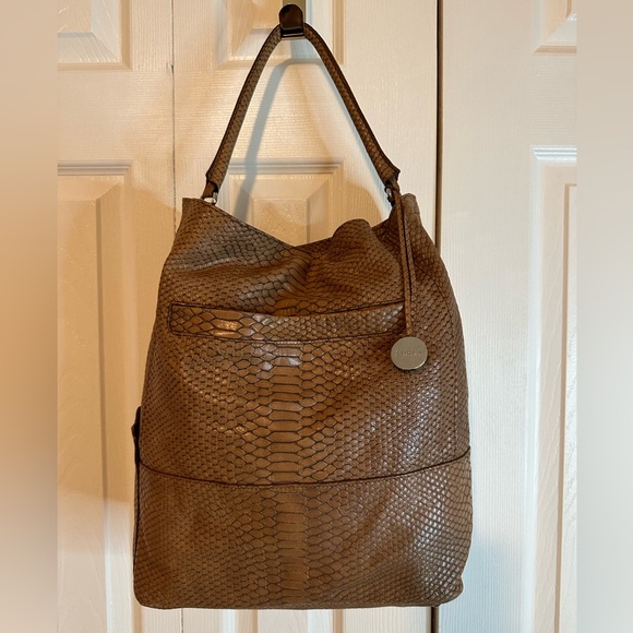 FURLA | Genuine Leather Python Camel Shoulder Bag - Picture 6 of 11